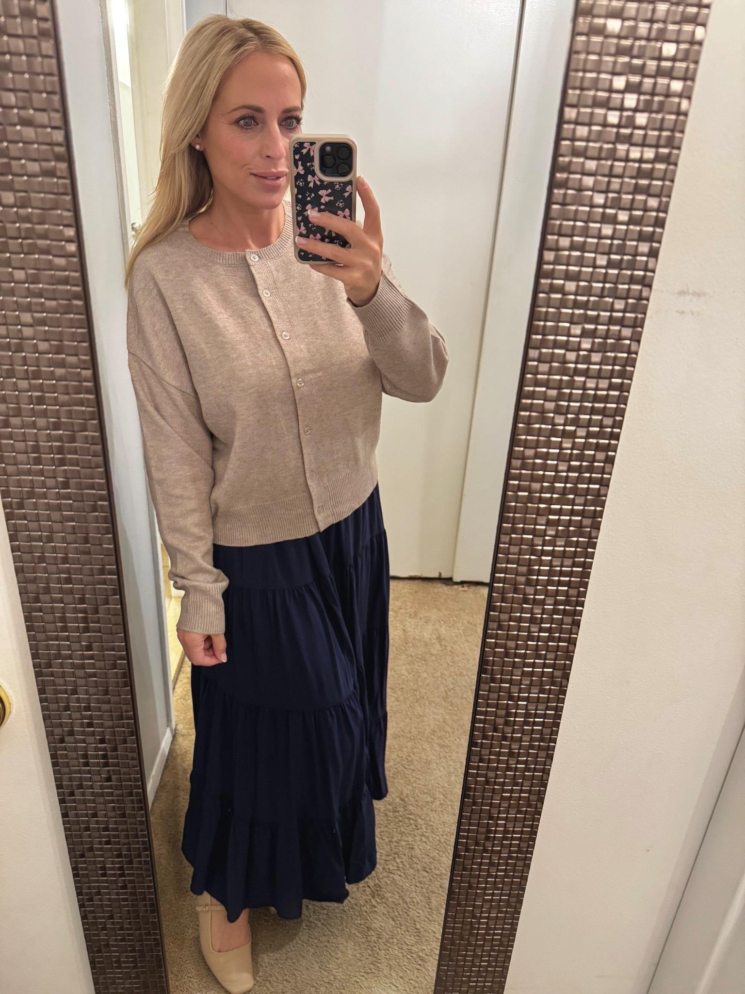 Cardigan. Maxi dress. Ballet flats 

#LTKSeasonal #LTKMidsize #LTKFindsUnder50