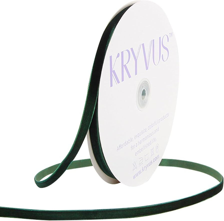 Dark Green Velvet Ribbon 3/8 Inch x 25Yards, Nylon Vintage Velvet Ribbons Perfect for Christmas D... | Amazon (US)