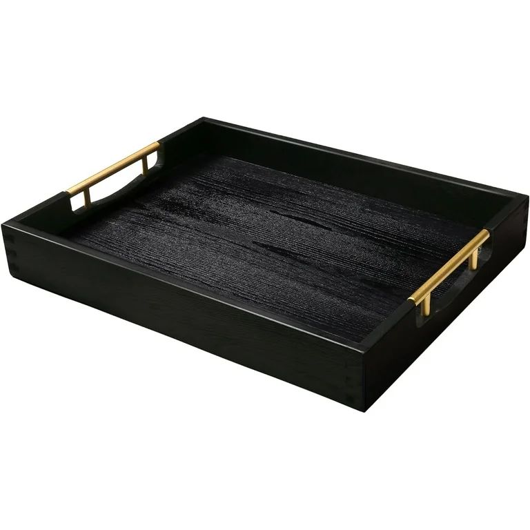 MinBoo Modern Bamboo Serving Trays with Metal Handles ? Bamboo Ottoman Trays for Entertaining & S... | Walmart (US)