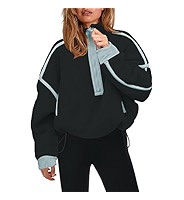 Panadila Womens Half Zip Sherpa Fleece Pullover Soft Oversized Sweatshirt with Pockets Warm Fuzzy... | Amazon (US)