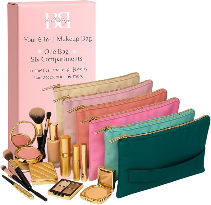 Accordion Makeup Bag, Travel Makeup Bag with 3 Compartments, Multi-Pouch Cosmetic Bags, Toiletry ... | Amazon (US)