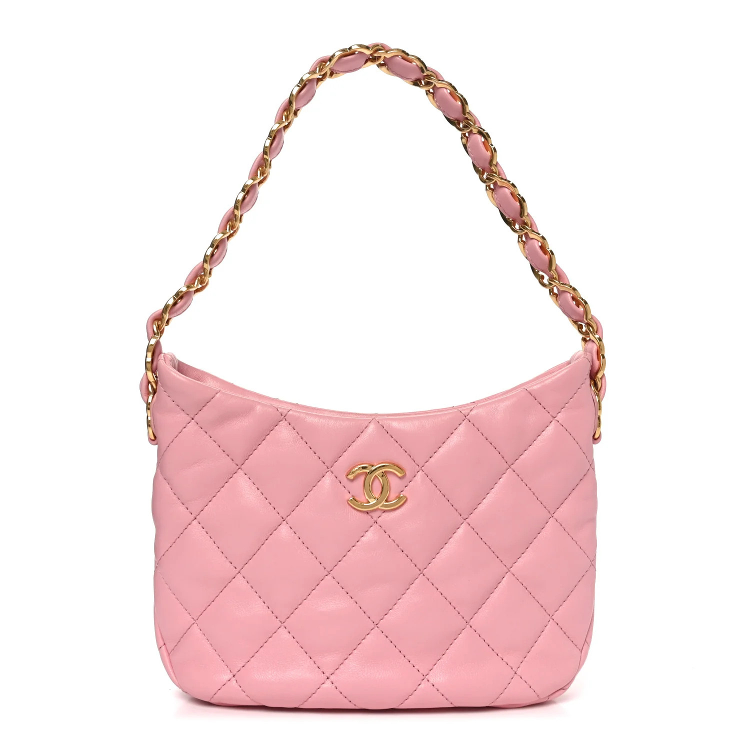 Chanel Lambskin Quilted CC Links Hobo Light Pink 1810534 | FASHIONPHILE (US)