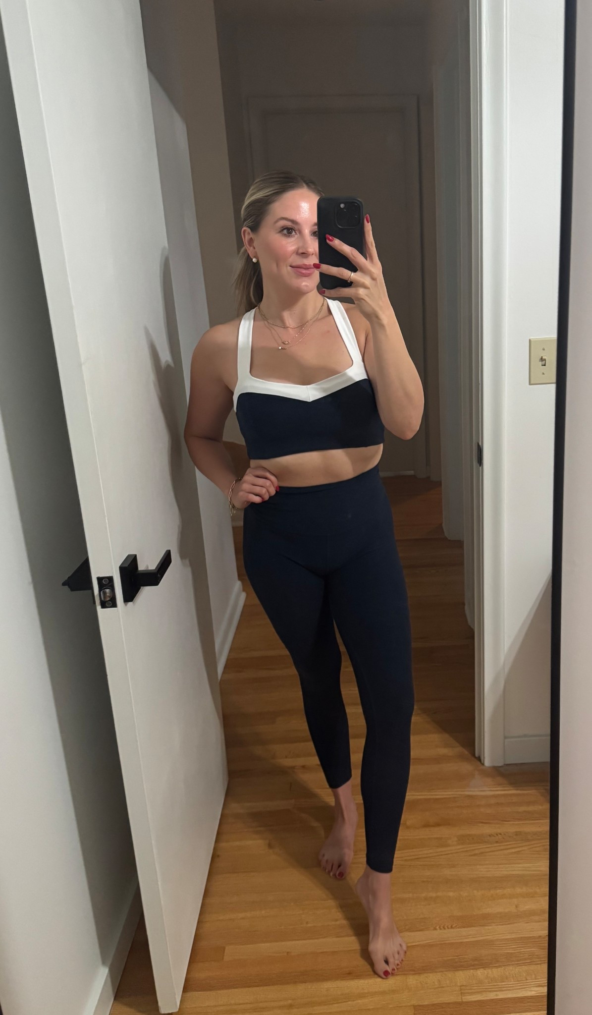 This cute beyond yoga set is so comfortable for both workouts and leisure! I chose a small on the bottoms and a medium on the top. I would say they are pretty true to size! 