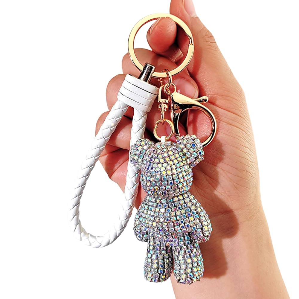 Lovely Rhinestone Bear Keychain - Bling Pendant, Luxury Keyring, Adorable Teddy Bear Crystals | Amazon (US)
