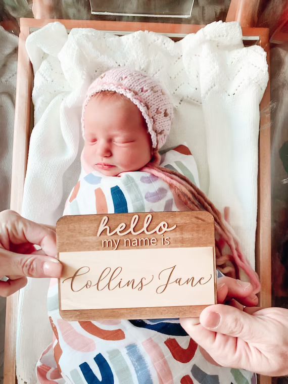 Hello My Name Is Wooden Cutout / Birth Announcement /Baby Name Announcement / Baby Shower Gift / ... | Etsy (US)