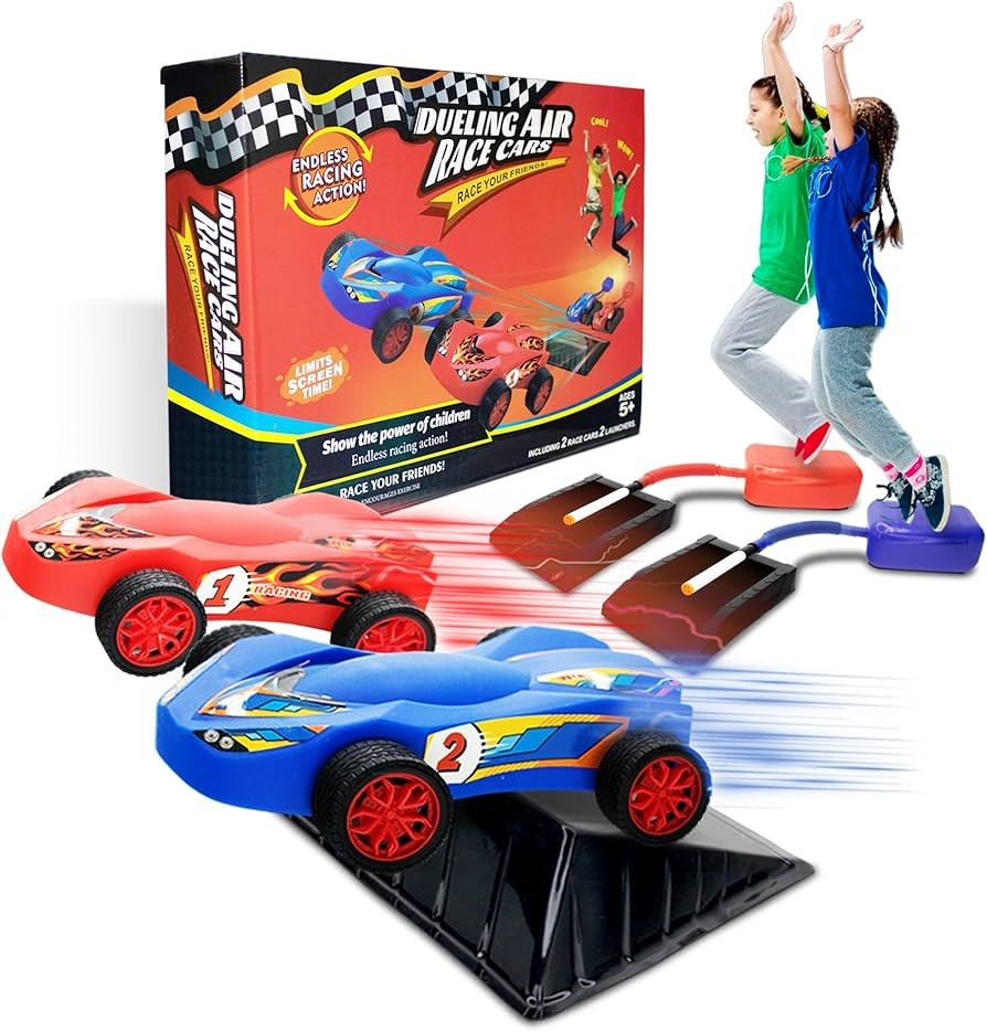 Dueling Air Race Cars | Stomp Racers | 2 Air Powered Cars with Ramps and Finish Line | Launcher f... | Amazon (US)