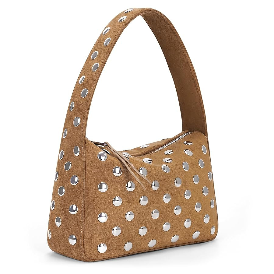 YFGBCX Studded Purses Black Shoulder Bag Y2K Purse for Women Handbag Soft Leather Fall Purse | Amazon (US)