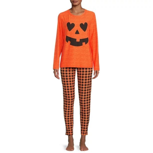 Derek Heart Women's Jack O'Lantern Matching Family Halloween Pajamas, 2-Piece | Walmart (US)