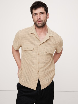 Herringbone Jacquard Resort Shirt | Banana Republic (US)