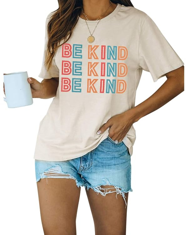 Blooming Jelly Womens Be Kind Shirt Short Sleeve Graphic Tees Loose Fit Tshirts Cute Casual Summe... | Amazon (US)