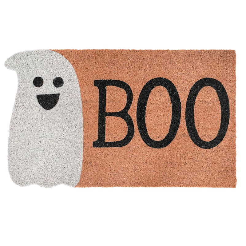 Homespun Halloween Cute Ghost Boo Coir Mat, 18x30 | At Home