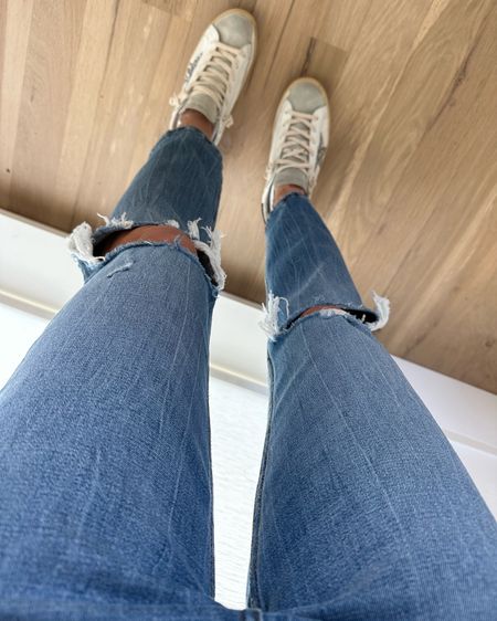 Ripped jeans size 24s golden goose sneakers 

#LTKsalealert #LTKunder100 #LTKunder50