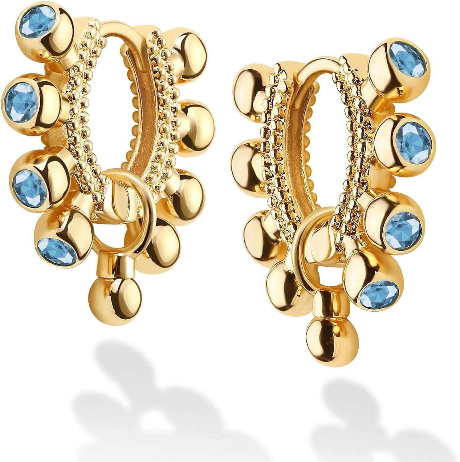 DREMMY STUDIOS Gold Dainty Huggie Hoop Earrings 18K Gold Filled Exquisite Open Tassel Dangle Char... | Amazon (US)