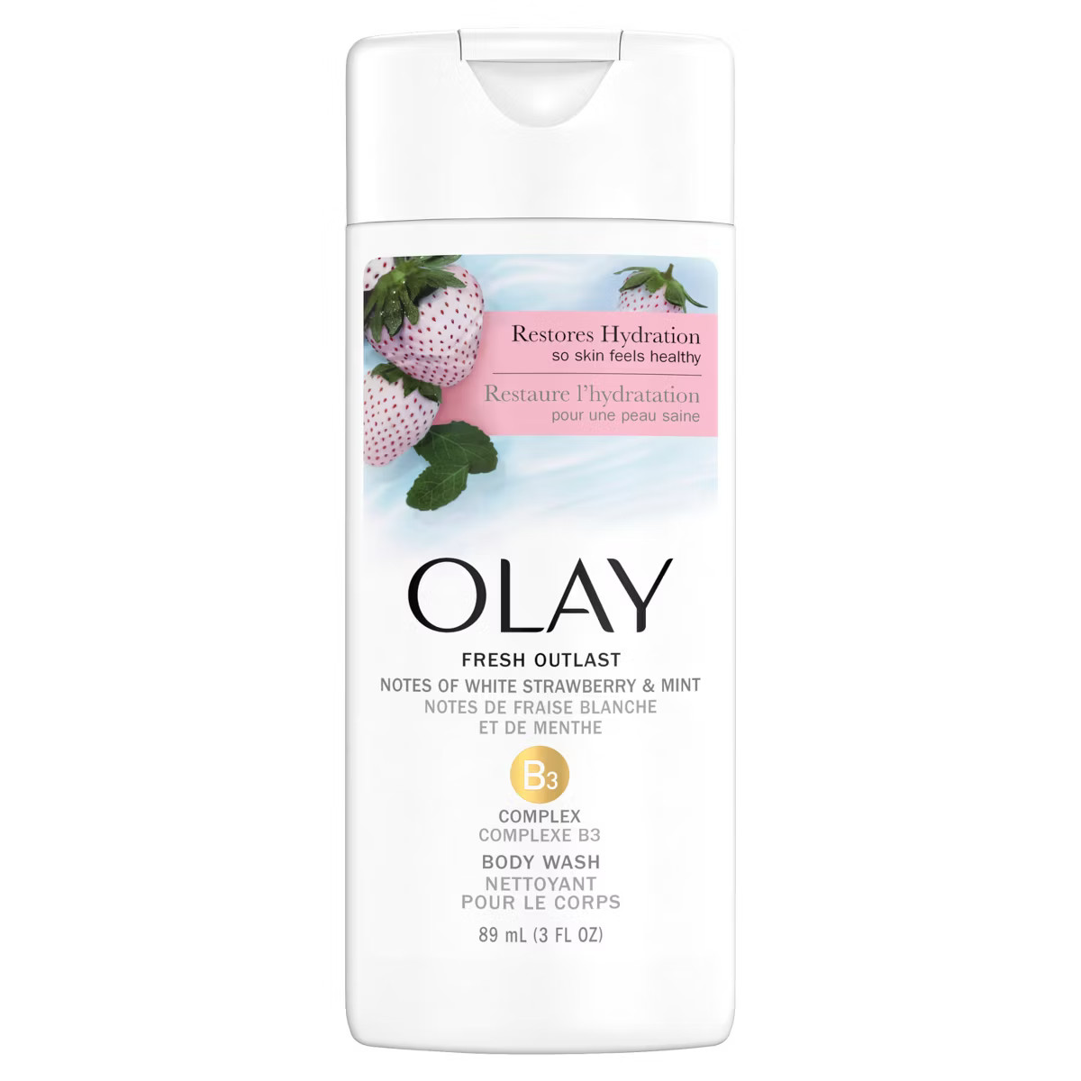 Olay Fresh Outlast Cooling Body Wash White Strawberry & Mint - Trial Size - 3 fl oz | Target