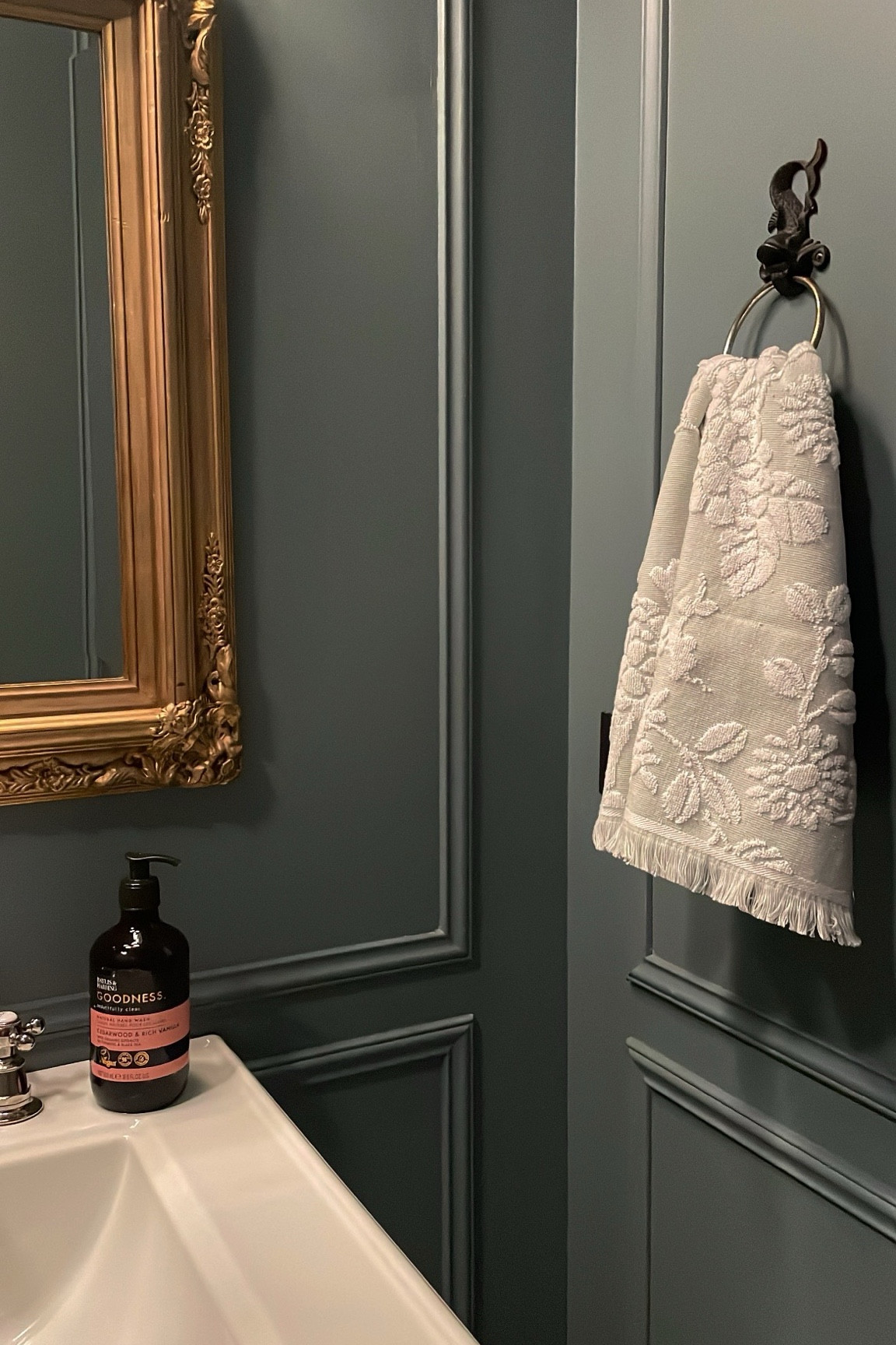 Love this warm vanilla hand soap and pretty hand towel. Powder room. 

#LTKSaleAlert #LTKFindsUnder50 #LTKHome