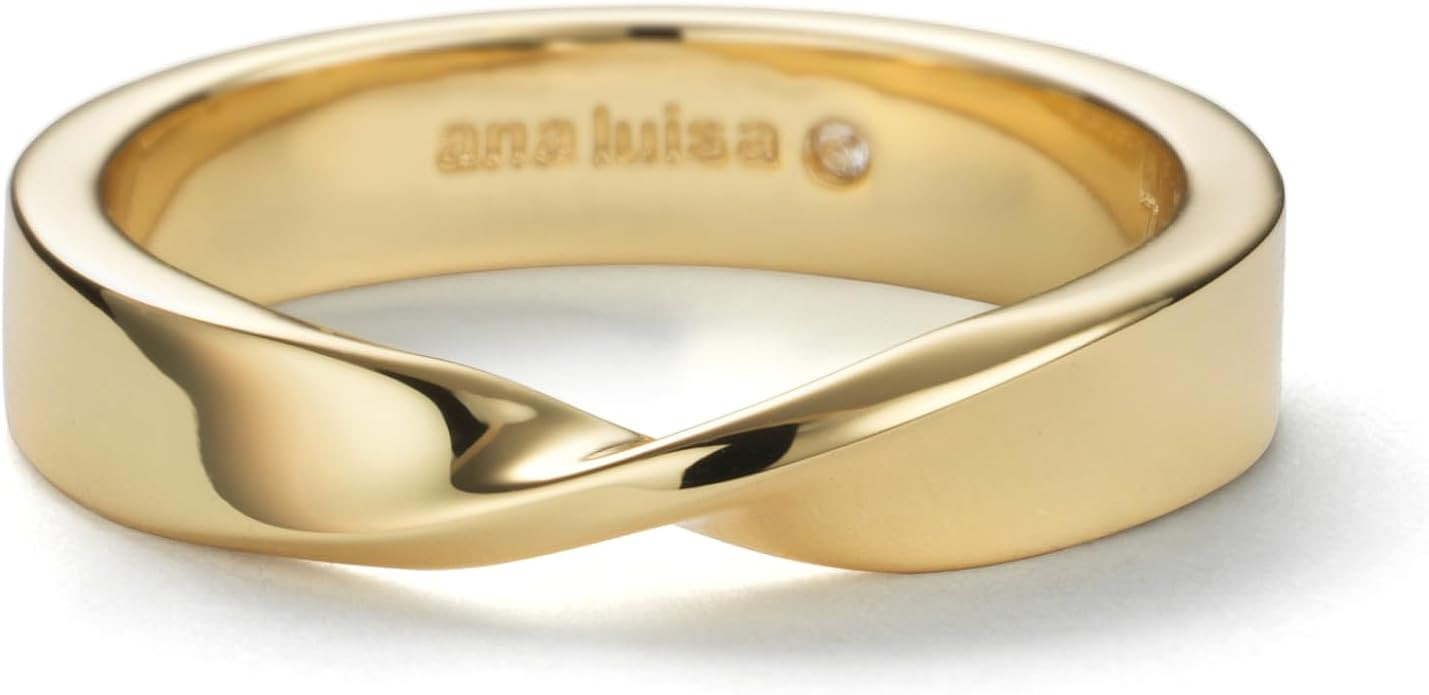 Ana Luisa Jewelry Eliora Gold Band Ring - 14k Gold-Plated Band Ring w/Unique Twist Design - Moder... | Amazon (US)