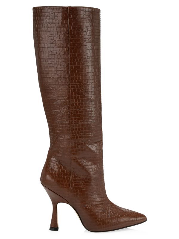 Parton Crocodile-Embossed Leather Knee-High Boots | Saks Fifth Avenue OFF 5TH