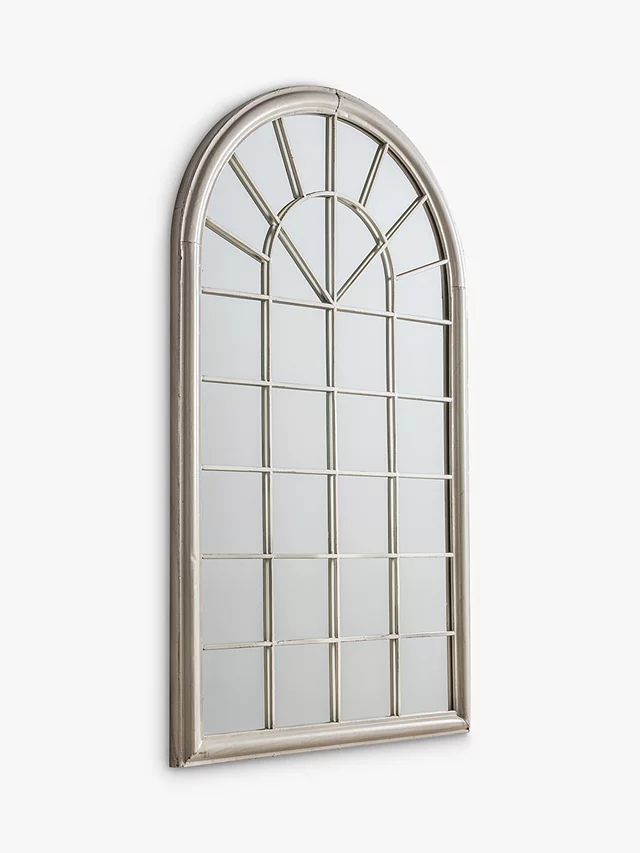 Gallery Direct Fura Outdoor Garden Wall Window Style Arched Mirror, 131 x 75cm, Antique Cream | John Lewis (UK)