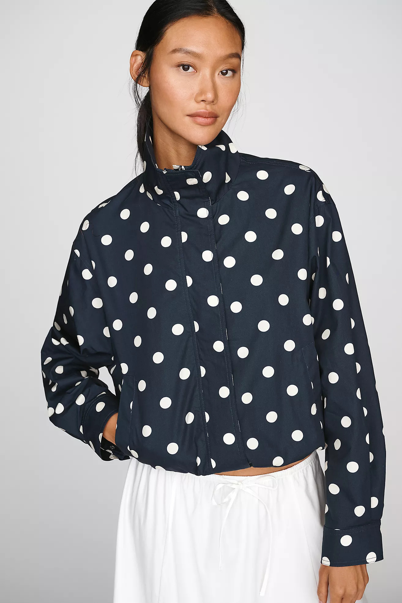 RAISONNEL Polka Dot Funnel Neck Jacket | Anthropologie (US)