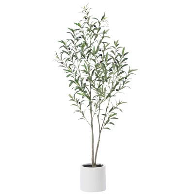 Kazeila Artificial Olive Trees, 5 ft Tall Fake Olive Trees for Indoor, Large Olive Plants with Wh... | Target