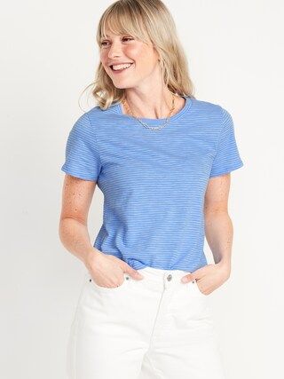 Short-Sleeve EveryWear Striped Slub-Knit T-Shirt for Women | Old Navy (US)