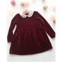 Velvet Dress Baby Girl, Winter Dress, First Birthday Burgundy Toddler Long Sleeve, Christmas Girl | Etsy (US)