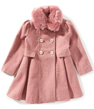 Rothschild Little Girls Princess Wool Plaid Faux Fur Coat | Dillard's | Dillard's