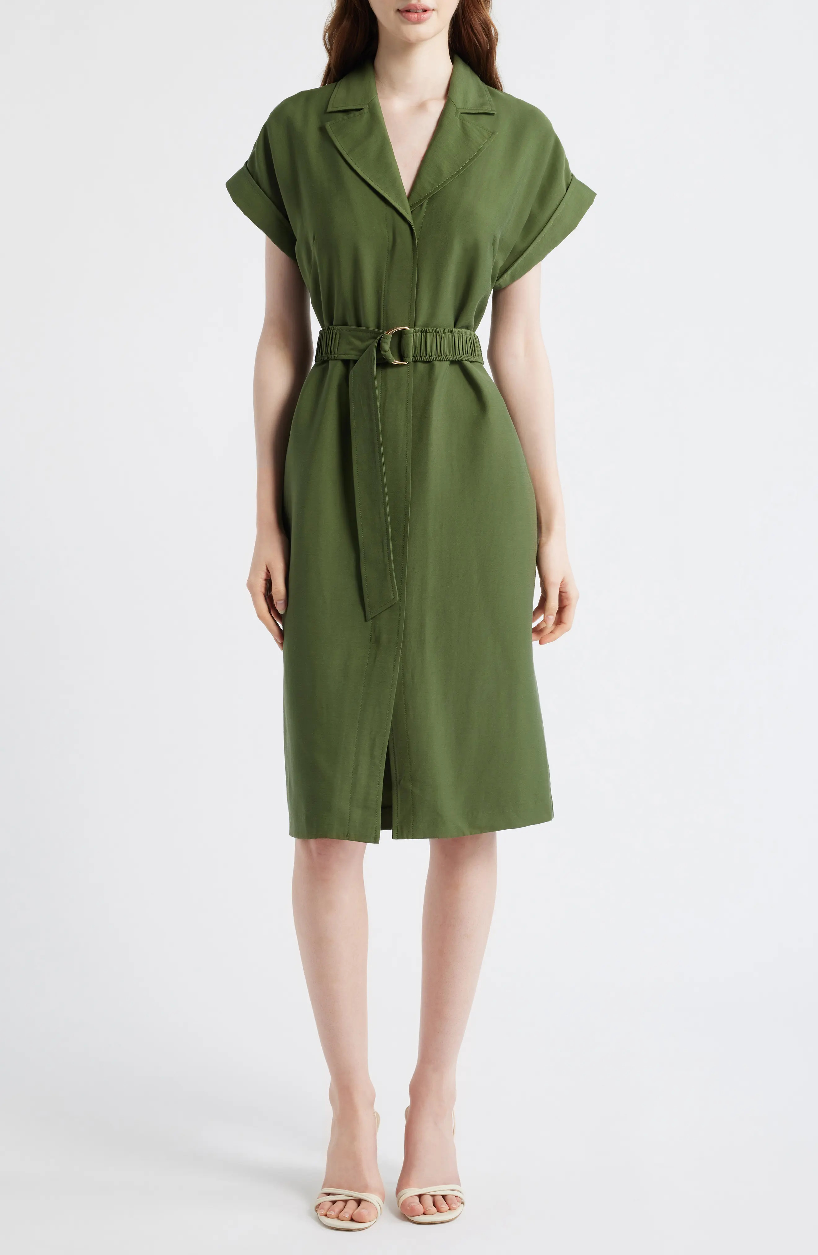 Vince Camuto Belted Woven Midi Shirtdress (Women) | Nordstrom | Nordstrom