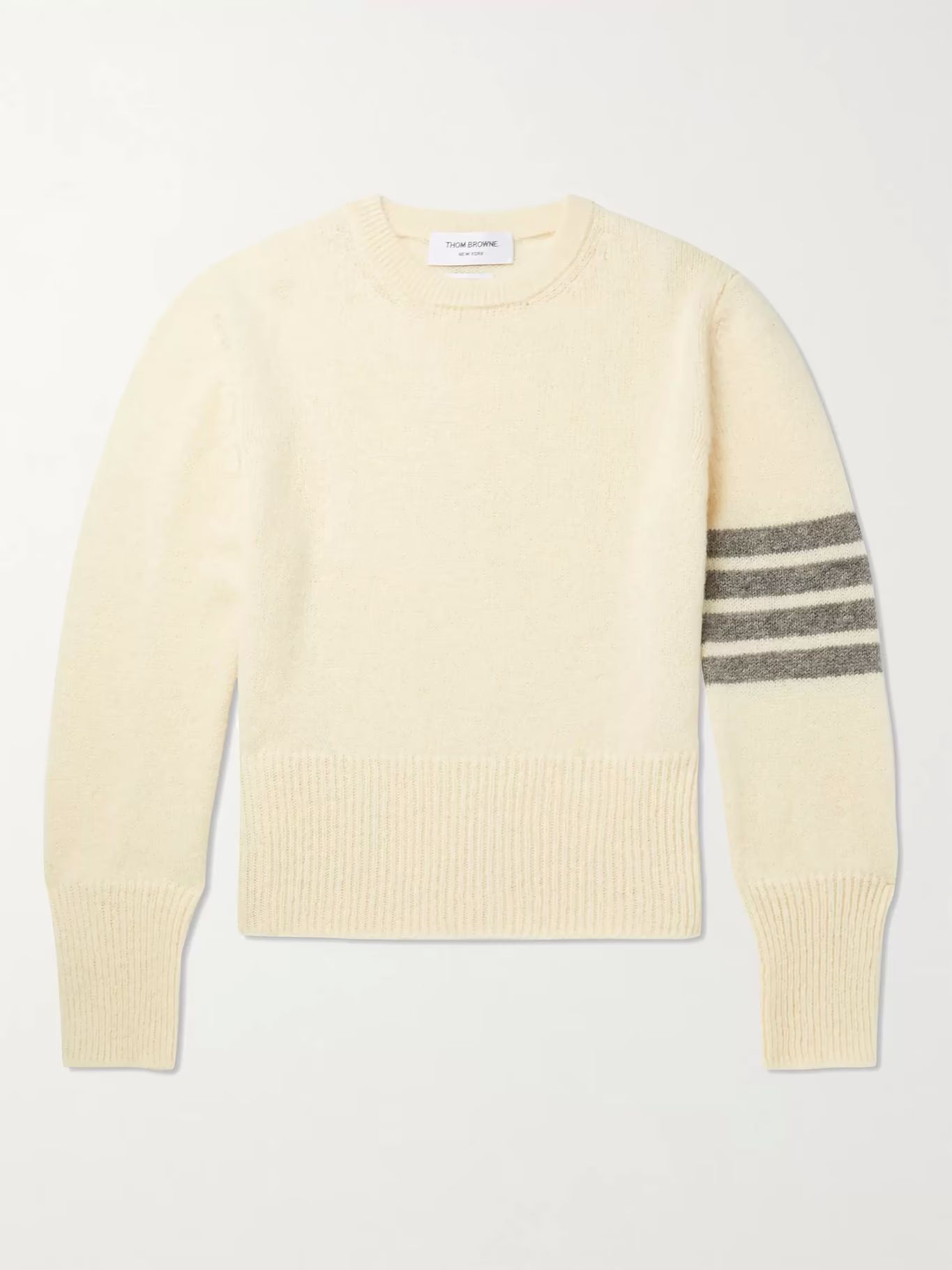 Cream Striped Shetland Wool Sweater | THOM BROWNE | MR PORTER | Mr Porter (US & CA)