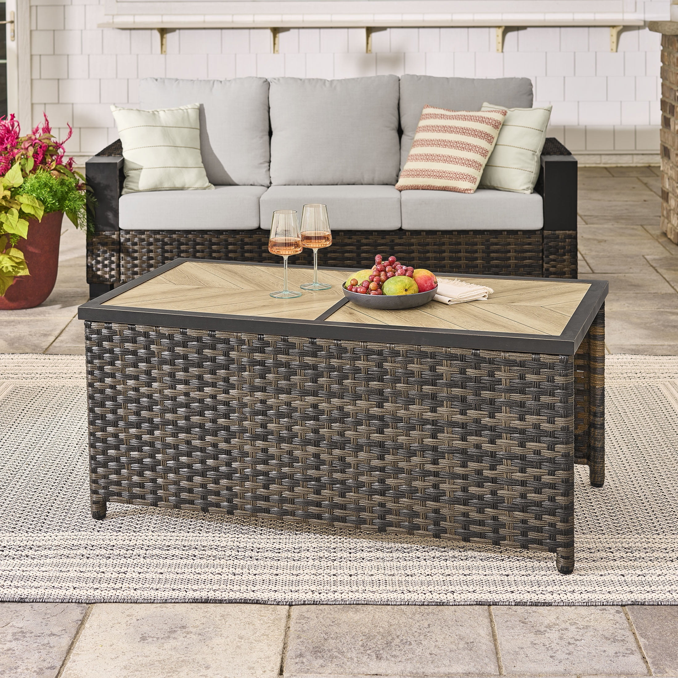 Better Homes & Gardens Rockport Ceramic Tile Outdoor Coffee Table, Brown - Walmart.com | Walmart (US)