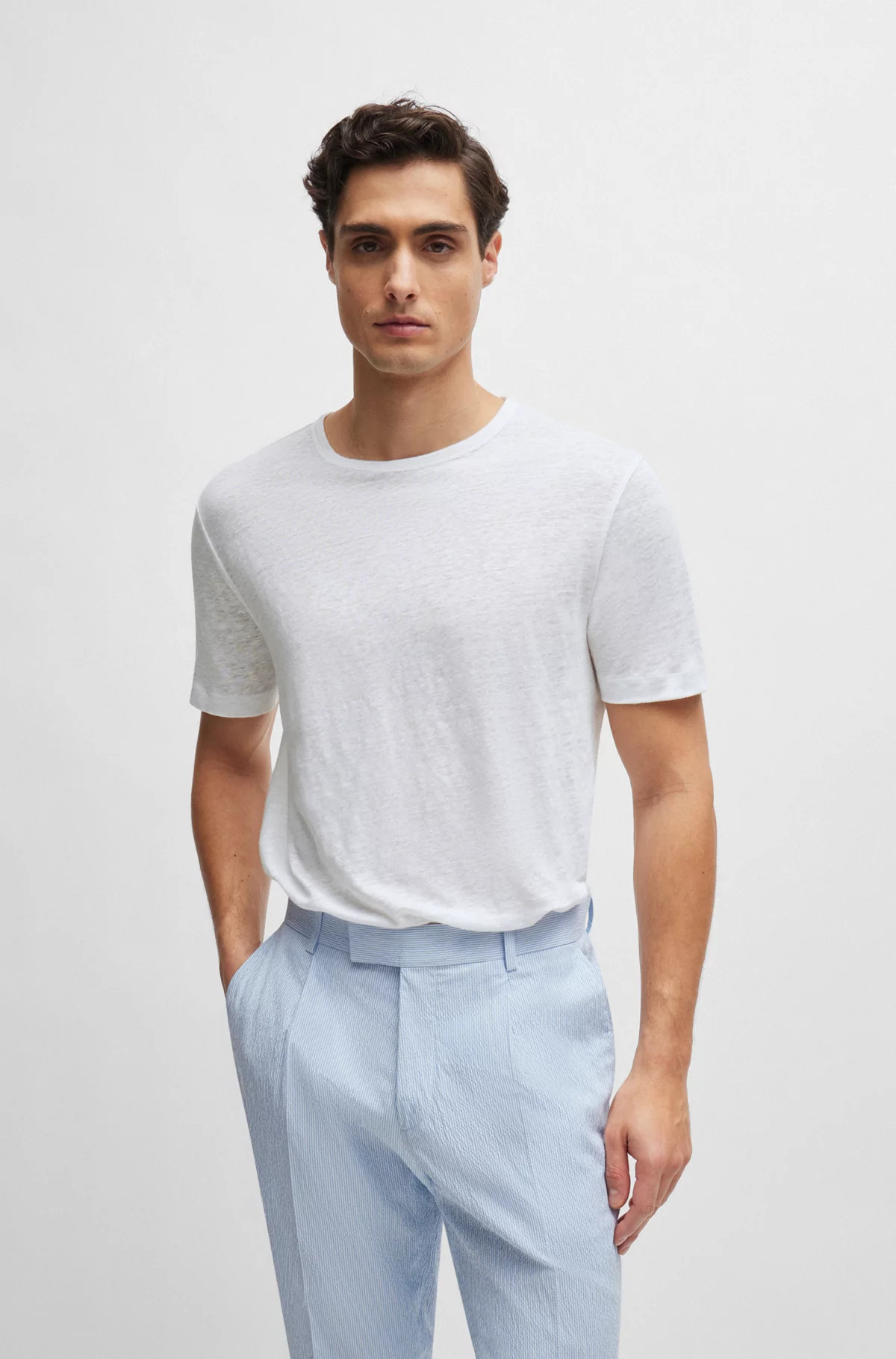 BOSS - Regular-fit T-shirt in linen | Hugo Boss (UK)
