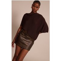 Dark Brown Faux Leather Plaited Mini Skirt | PrettyLittleThing US