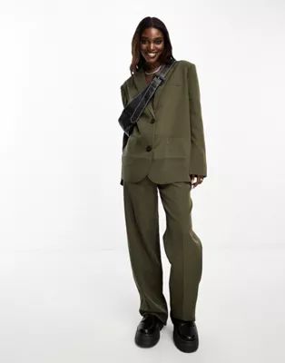4th & Reckless blazer and belted pants set in khaki | ASOS (Global)