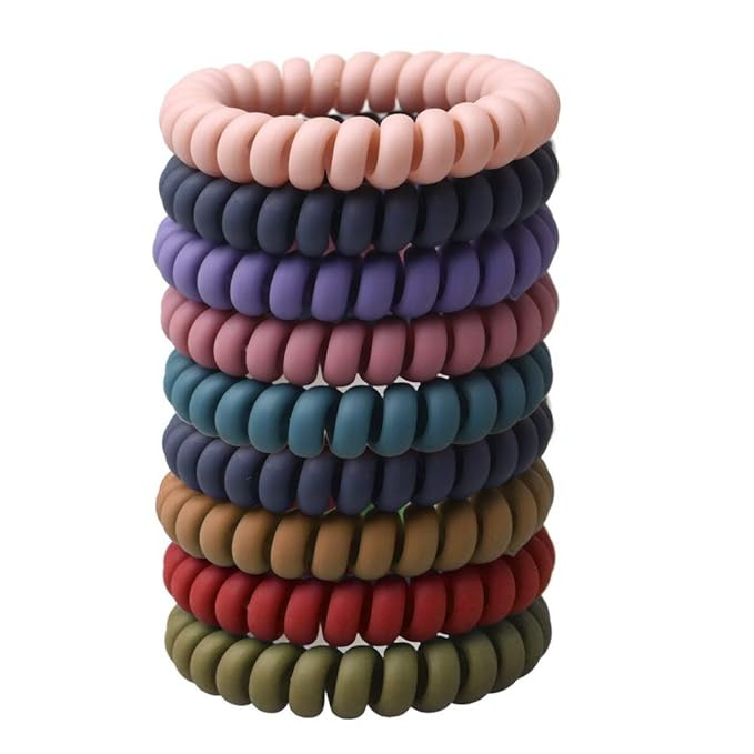 Pengxiaomei 10 Pcs Spiral Hair Ties, Colorful Matte Hair Ties for Thick/Thin Hair, Ponytail Holde... | Amazon (US)