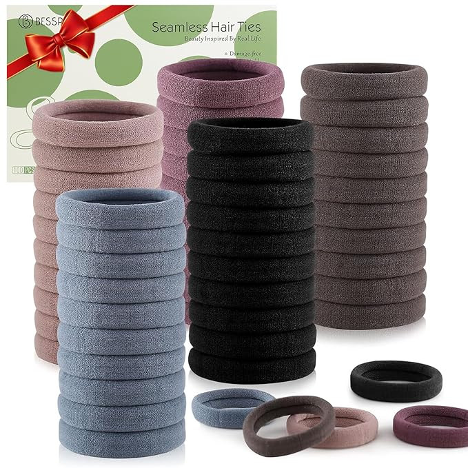 Bessrung 100 Pcs Thick Seamless Hair Ties, Ponytail Holders Hair Accessories for Women Girls No D... | Amazon (US)
