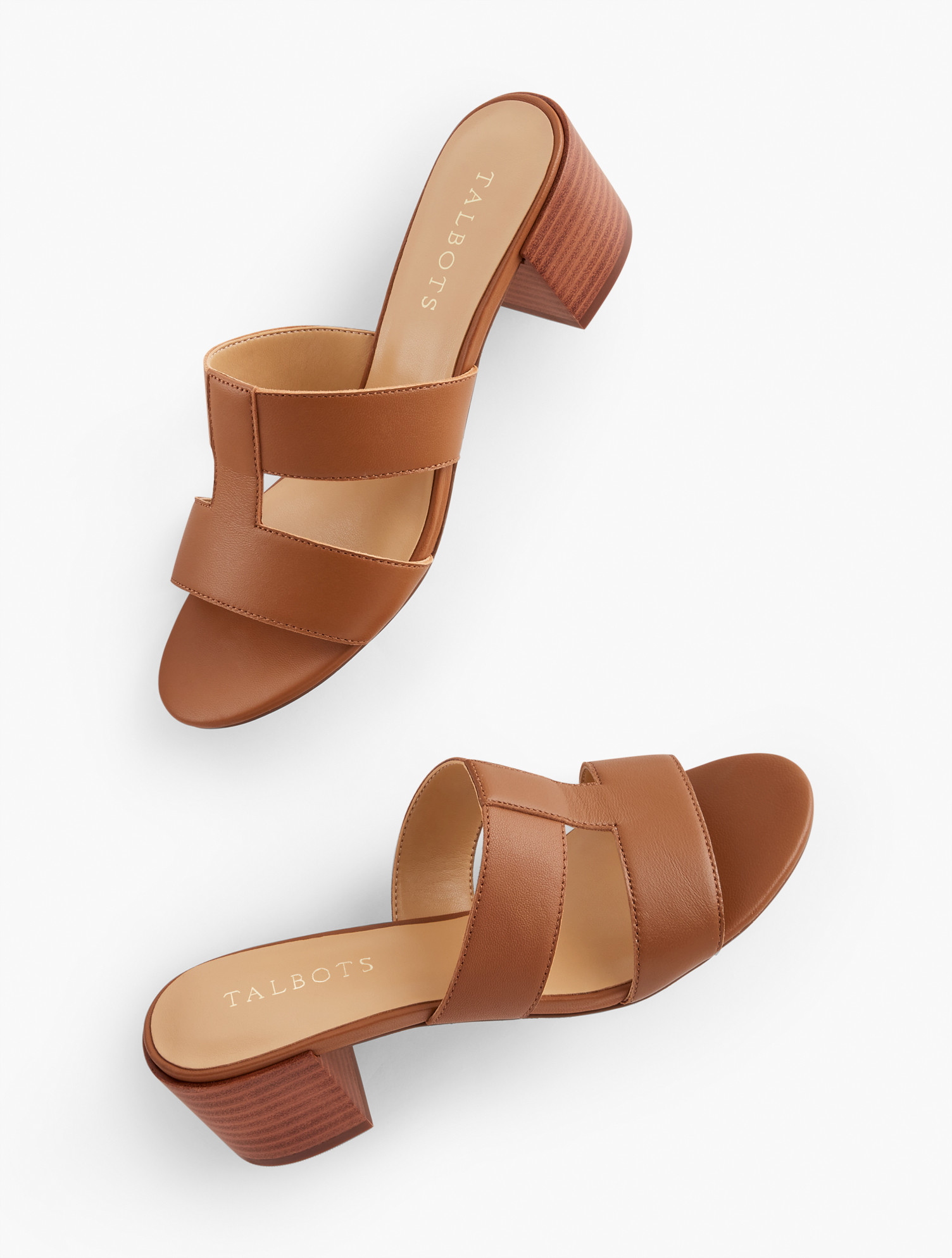 Tilly Nappa Block Heel Sandals - Havana Tan - 6 1/2 M Talbots | Talbots