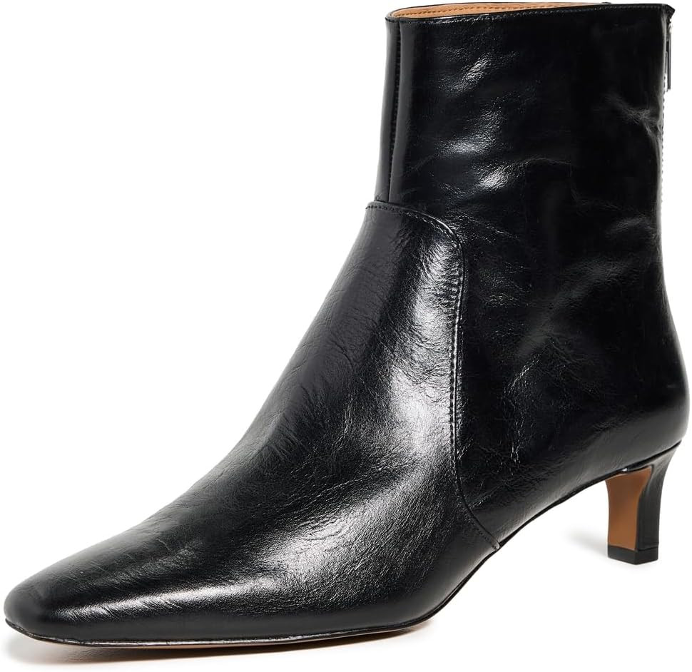 Madewell Women's The Dimes Kitten Heel Boot In Crinkle Leather | Amazon (US)
