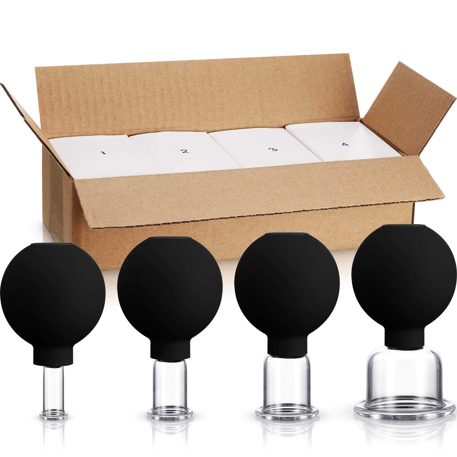 BBTO 4 Pieces Glass Cupping Set Glass Silicone Cupping Cups Massage Vacuum Suction Cupping Cups f... | Amazon (US)