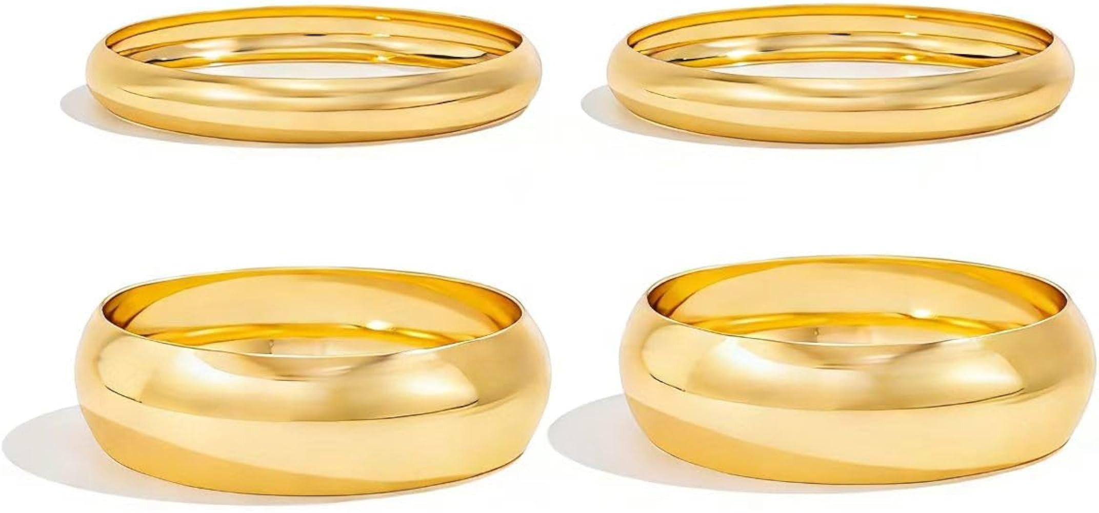 Chunky Gold Bangle Bracelets for Women Stack Trendy Silver Wide Wrist Statement Cuff Bracelet Arm... | Amazon (US)