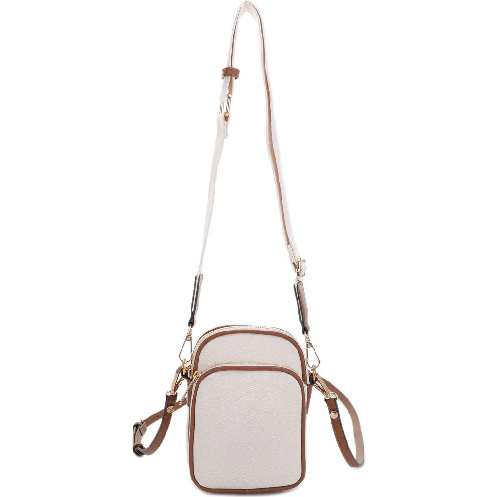 Mali + Lili Josephine Canvas & Vegan Leather Crossbody Bag in Beige/Cognac at Nordstrom | Nordstrom