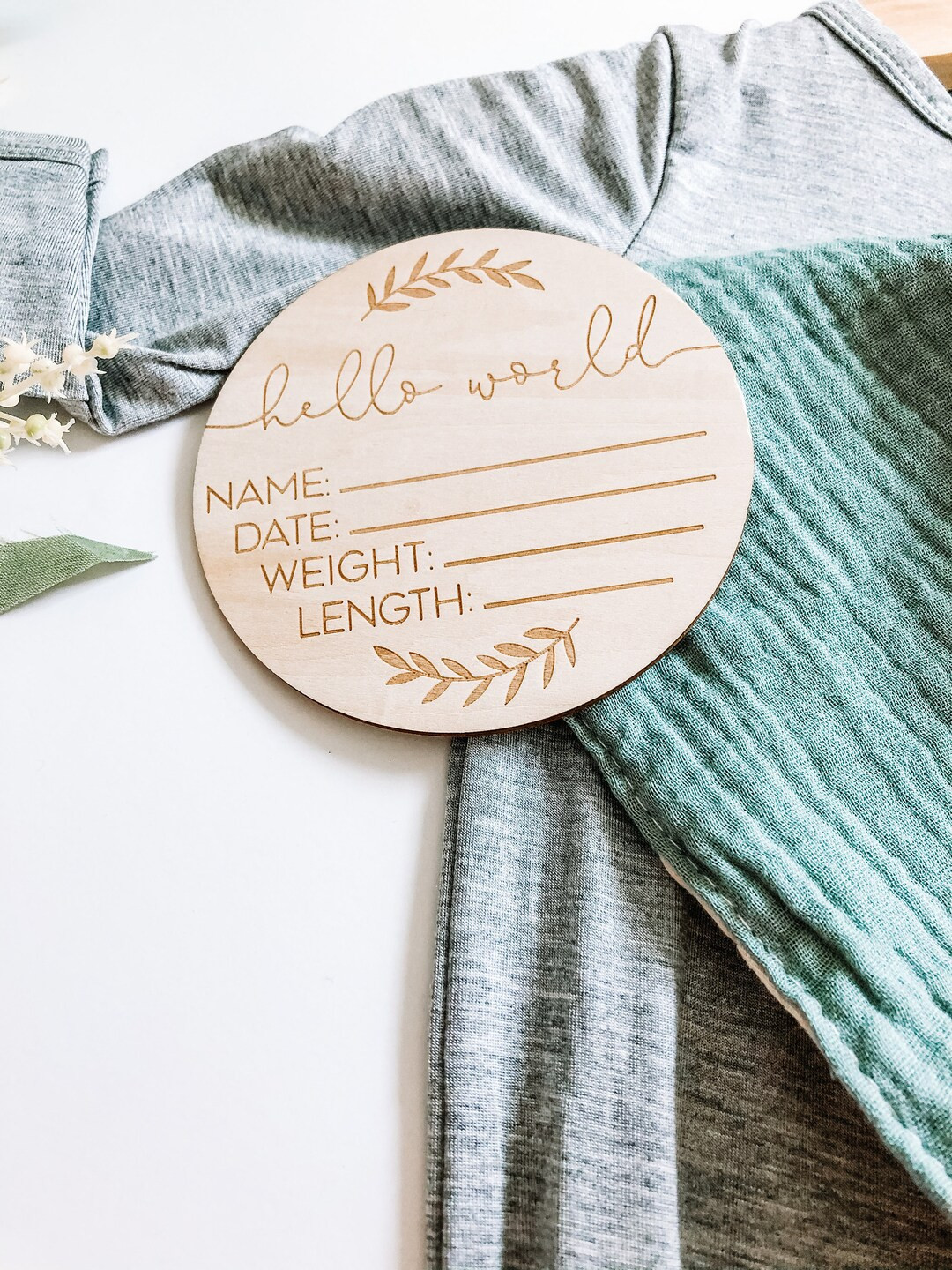 Baby Birth Announcement Wood Discs - Milestone Card - Hello World Sign Shower Gift - Engraved Etc... | Etsy (US)