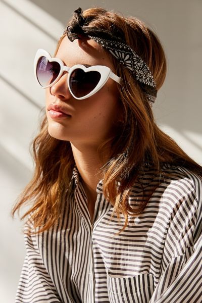 Two Of Hearts Cat-Eye Sunglasses - White at Urban Outfitters | Urban Outfitters (US and RoW)