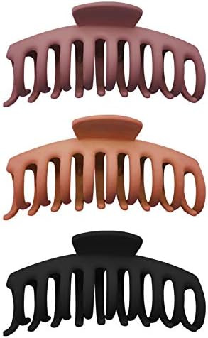 MJIYA Hair Claw Clips Hair Accessories for Women Strong Hold Large Hair Clip (Matte Black+Orange+Pur | Amazon (US)