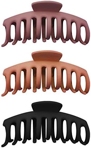 MJIYA Hair Claw Clips Hair Accessories for Women Strong Hold Large Hair Clip (Matte Black+Orange+Pur | Amazon (US)
