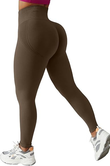 QINSEN Women's Seamless High Waisted Tummy Control Leggings Ruched Back Butt Lifting Yoga Pants | Amazon (US)