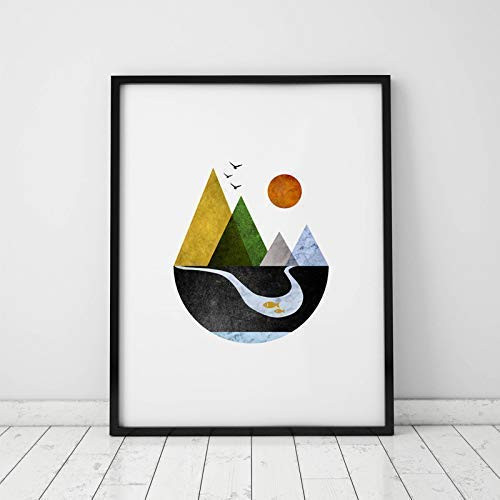 Scandinavian Art Mountains Art Print Minimal Home Decor Wall Print Geometric Art Minimalist Art M... | Amazon (US)