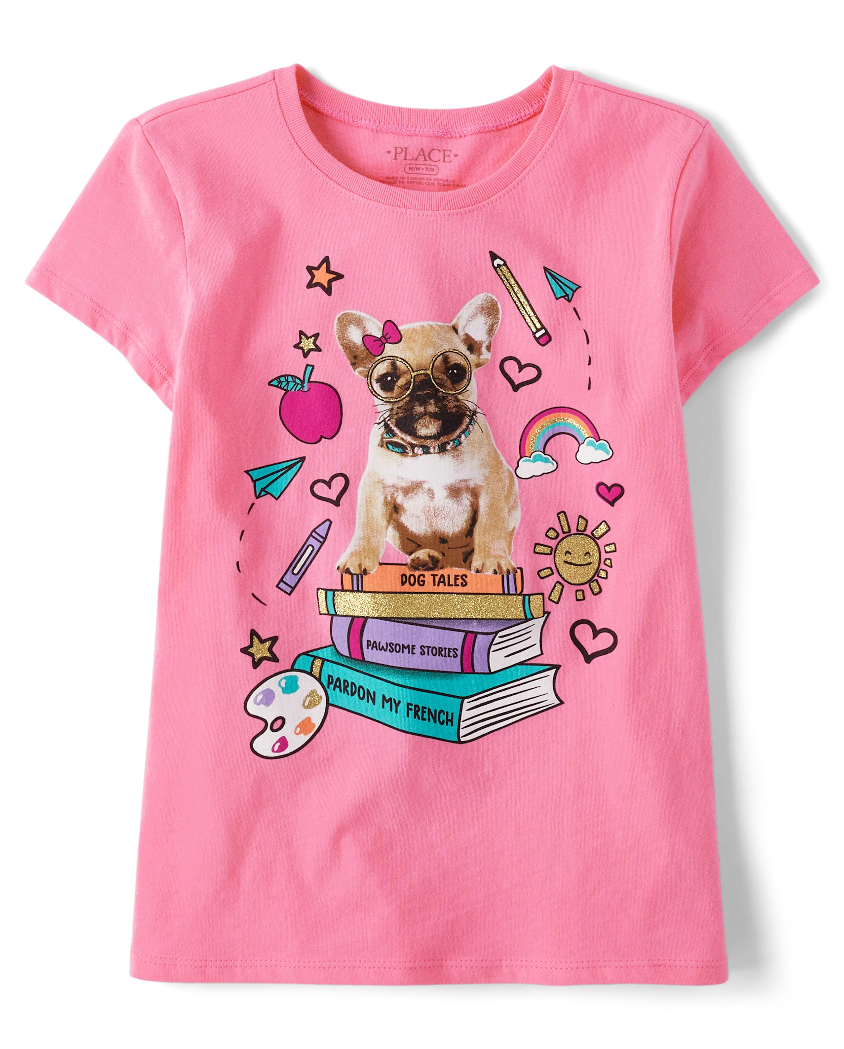 Girls Dog Books Graphic Tee - peony petals | The Children's Place