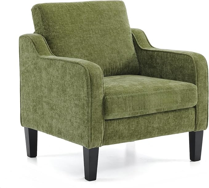 VINGLI Accent Chair for Living Room Chairs Olive Green Reading Chair for Bedroom Scooped Arm Chai... | Amazon (CA)