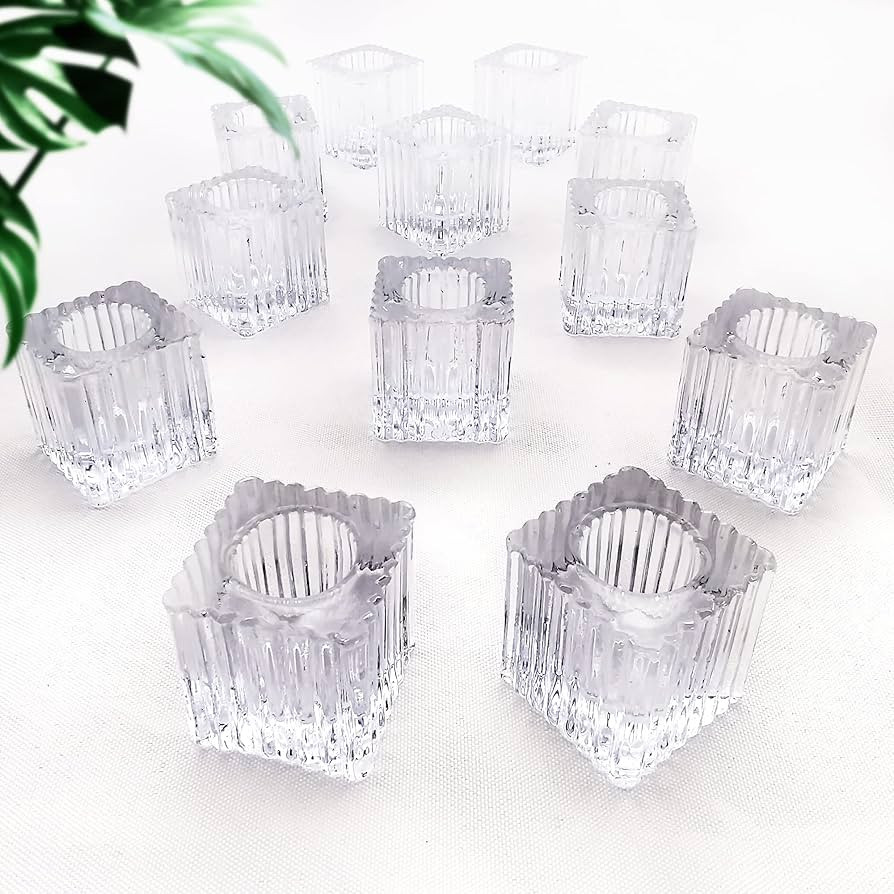 FLARDOR Candlestick Holders Bulk - 12PCS Taper Candle Holders for Table Centerpiece - Thick Glass... | Amazon (US)