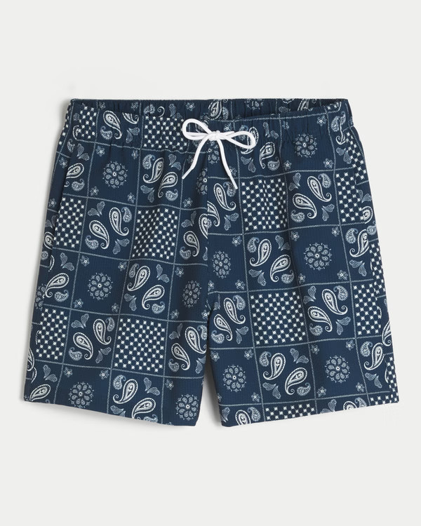 Men's Seersucker Guard Swim Trunks 6" | Men's New Arrivals | HollisterCo.com | Hollister (US)